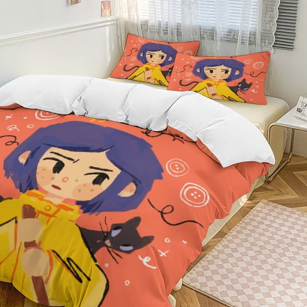 Orange Coraline Comforter Set Soft 3 Pcs Twin Bedding Sets Thicken for All Season