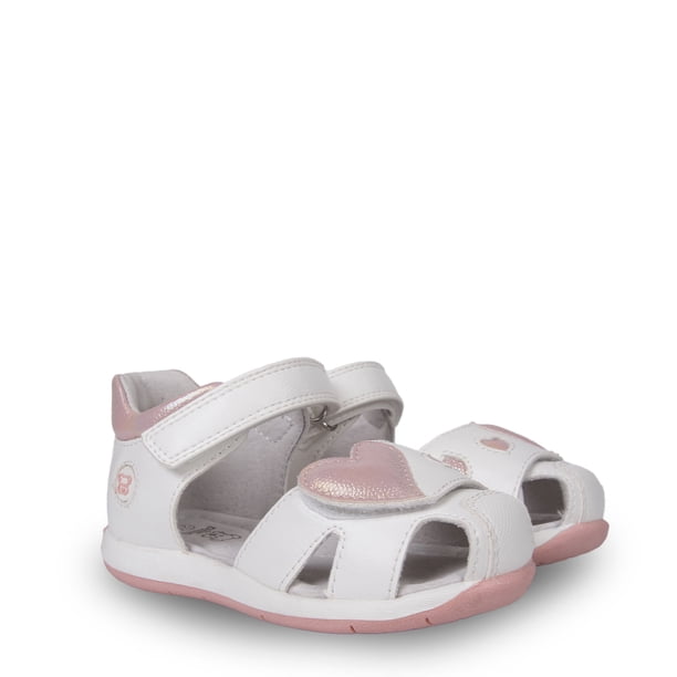 Sandalia Bebé Niña con Corazón y Velcros Ajustables Blanco Pillin