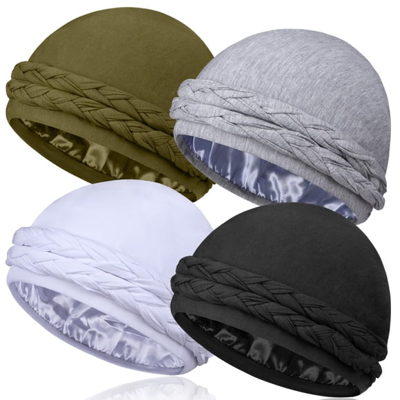 Turbante para la cabeza MLTUARG 53‑63 cm, paquete de 4, forro de satén
