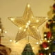 thumbnail image 1 of Estrella de Navidad para la copa del árbol, adorno de metal brillante para la copa del árbol, estrella de 5 puntas con guirnalda de luces LED, pentagrama, dorado brillante., 1 of 5