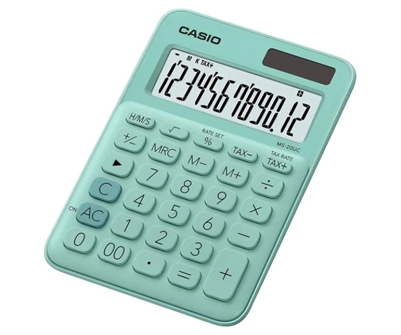 Calculadora Casio Tipo Mini Escritorio Ms-20Uc Verde