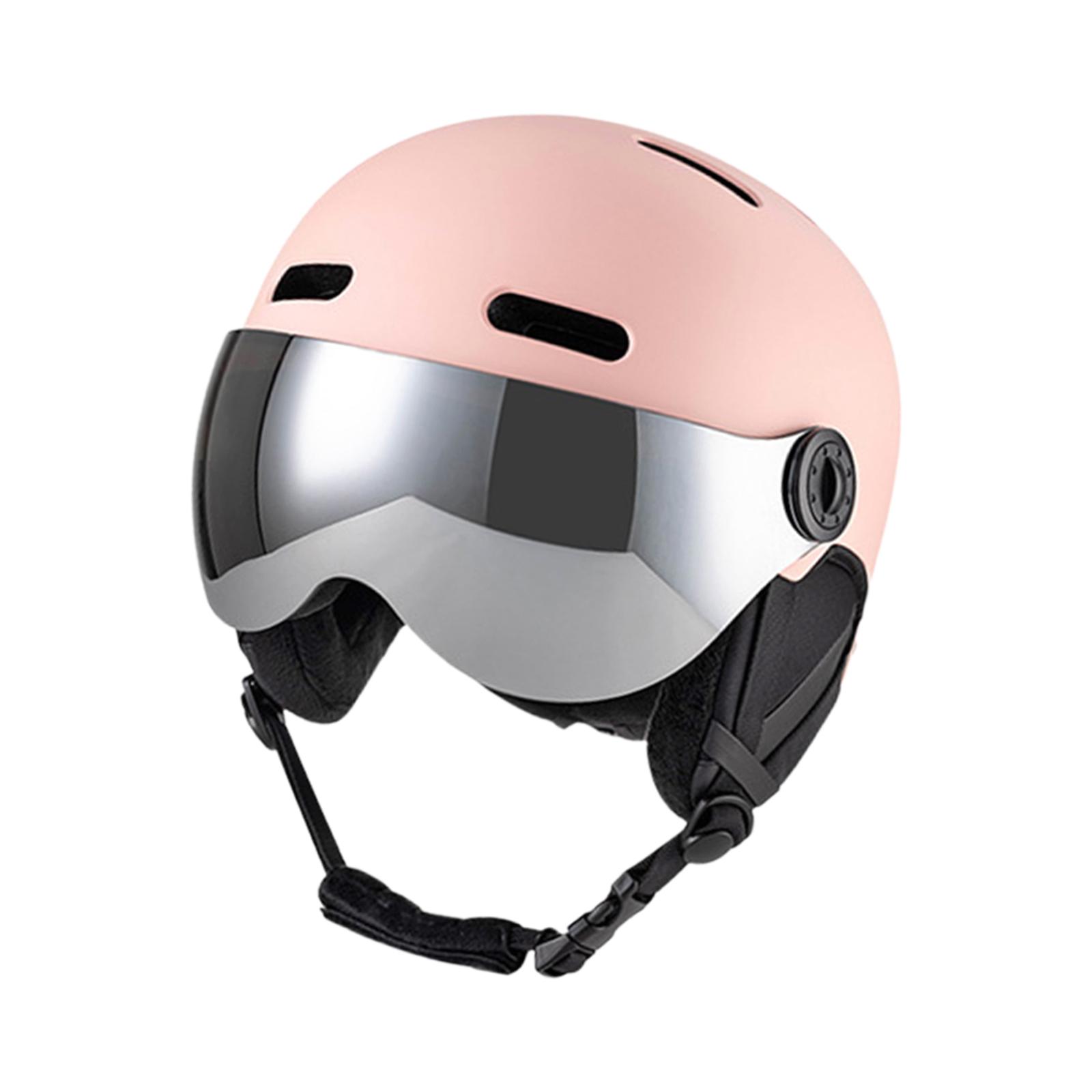 Magideal - Casco De Snowboard Con Gafas De Esquí, Casco De Esquí, Protección Para La Cabeza, Cascos Deportivos, Tamaño Ajustable, Casco De Nieve Moderno Y Transp Rosa