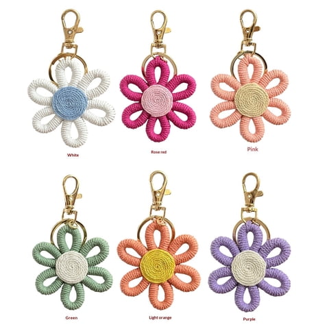 Xusx111 - 12 Piezas Margarita Partido Favorece Boho Tejido Flores Llavero Margarita Llavero Para Boho Tema Cumpleaños Fiesta Carnaval Regalo De Devolución