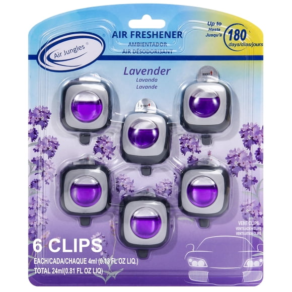 Ambientador para coche, aroma a lavanda, 6 clips de ventilación