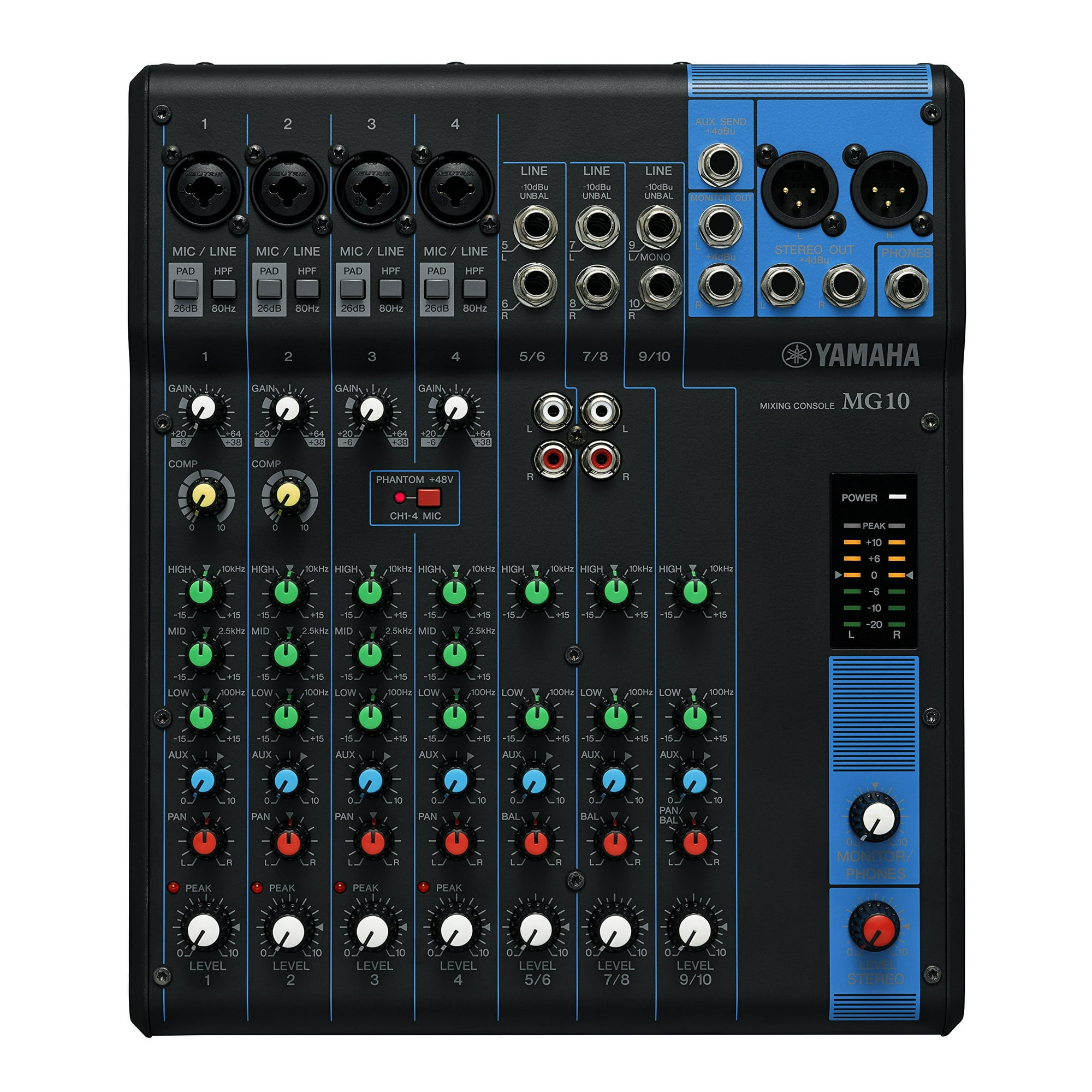 Mixer Yamaha Mg10 Mezclador Estéreo De 10 Entradas Negro