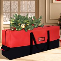 Bolsa De Almacenamiento Para Árbol De Navidad Mstoekn, Resistente, 9 Pies, Negra Y Roja