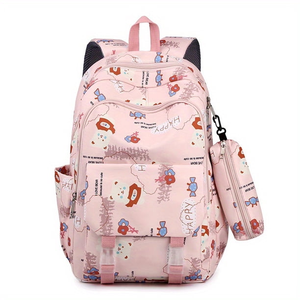 Large Capacity Backpack With Pen Bag, Cartoon Bear Lightweight Waterproof Backpack School Bag Children's Gift