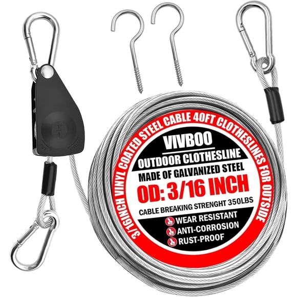 Tendedero retráctil VIVBOO 40 ft de acero 316 con PVC