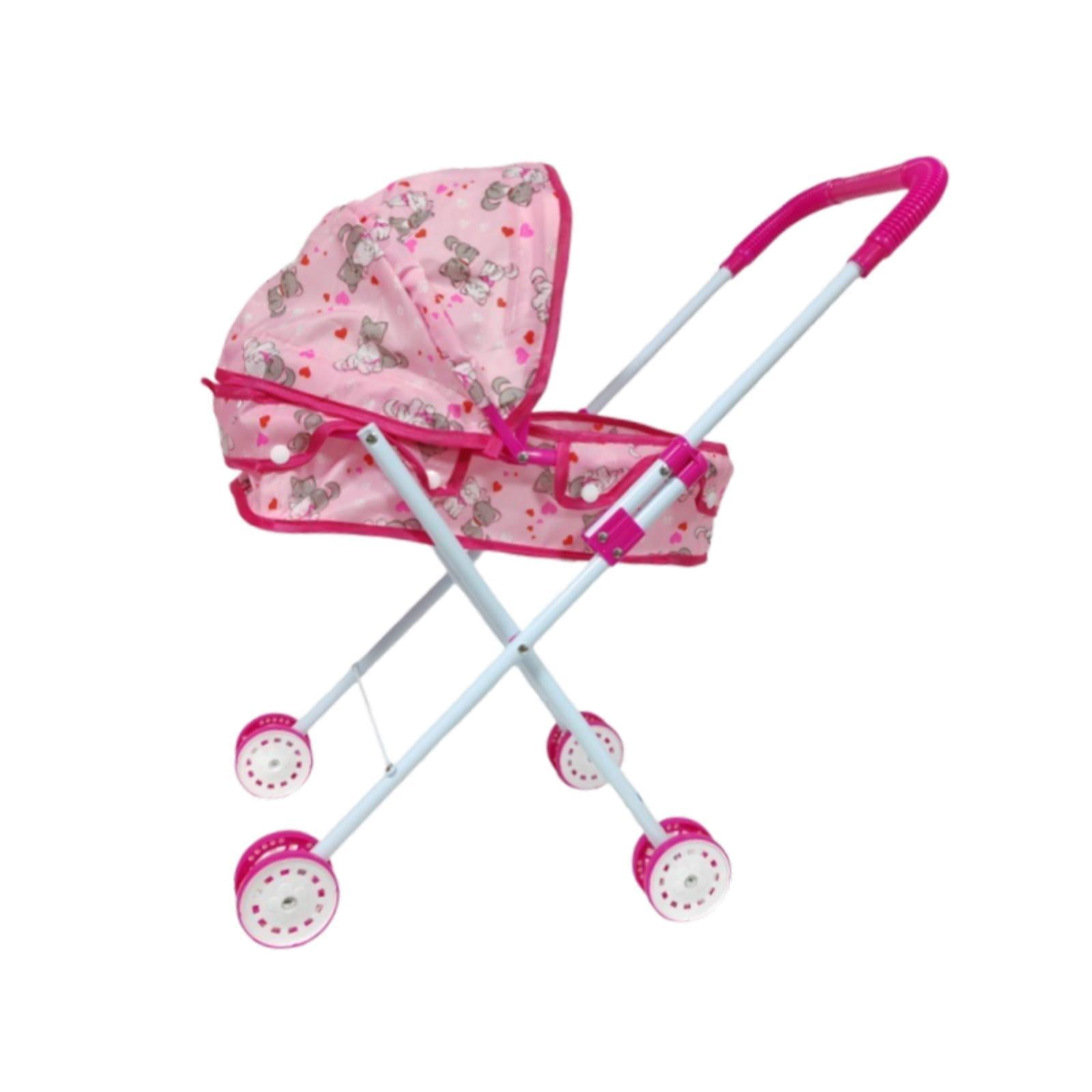 Magideal - Carrito De Empuje Para Muñecas, Juguete Para Niños De 3 Años En Adelante, Práctico Accesorio, Fácil Almacenamiento, Juego De Simulación Para Niños, Pl Patrón De Gato