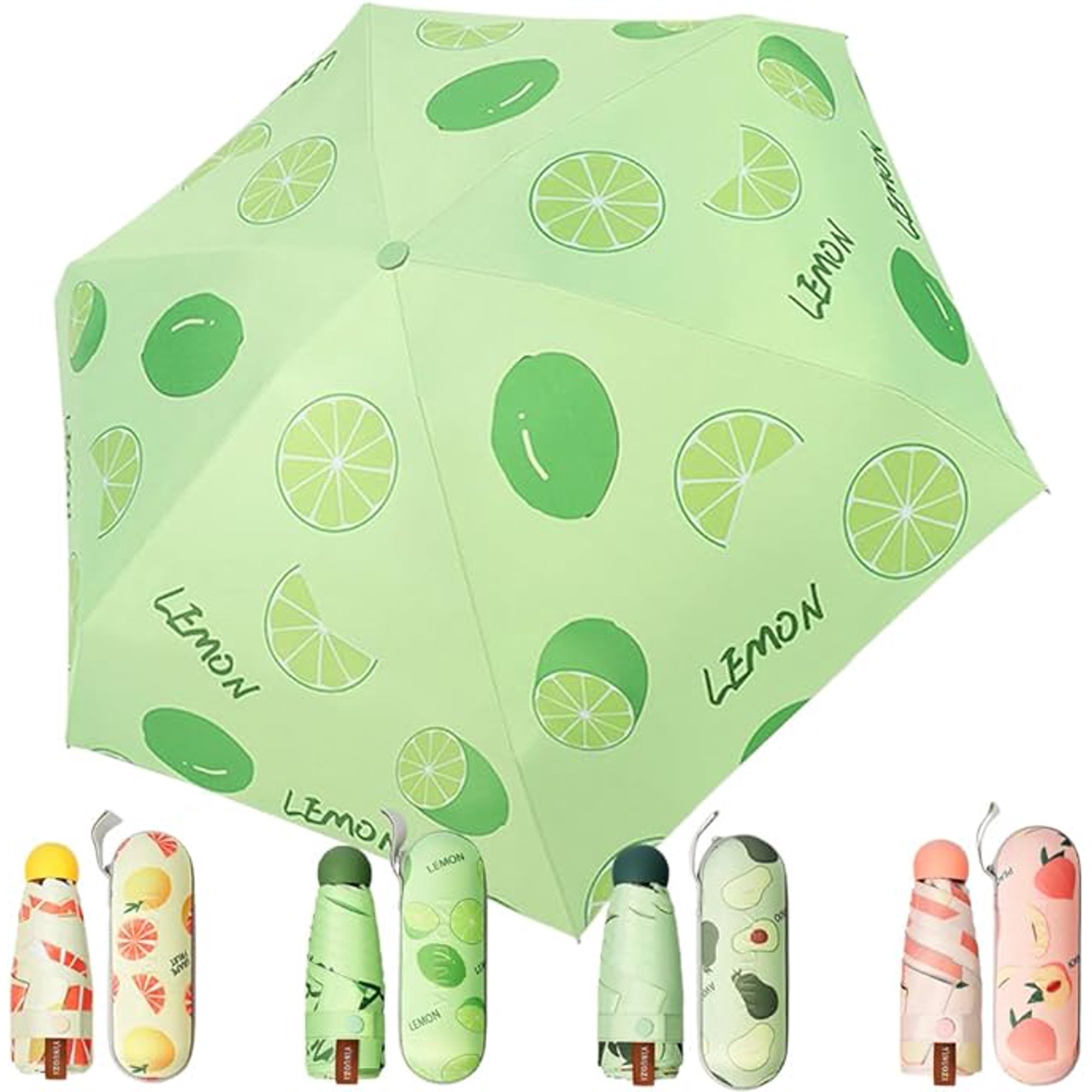 Veat00l - Paraguas De Bolsillo Patrón De Fruta Fresca Mini Paraguas Plegable De Viaje Paraguas Uv Paraguas A Prueba De Viento Compacto Y Portátil
