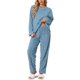 thumbnail image 1 of INSPIRE CHIC Conjunto de Pijama de Felpa para Mujer, Manga Larga, Cuello Redondo, Suave, Cálido, para Invierno, 2 Piezas, Talla XL, Azul, 1 of 6
