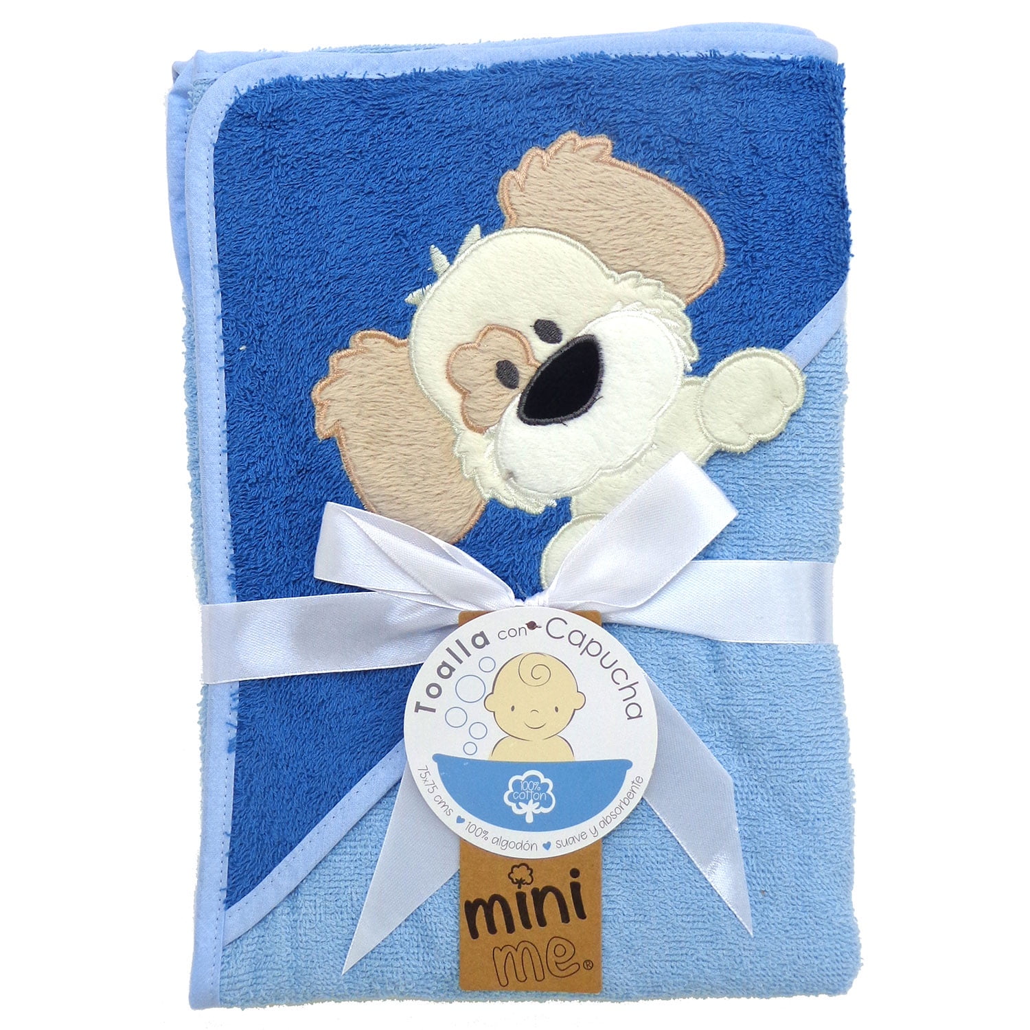 Mini Me - Toalla Capucha Para Bebé Azul (perro)