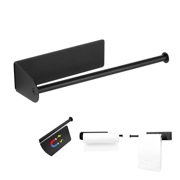 Soporte magnético negro de 30 cm para papel toalla GBESTWOOW