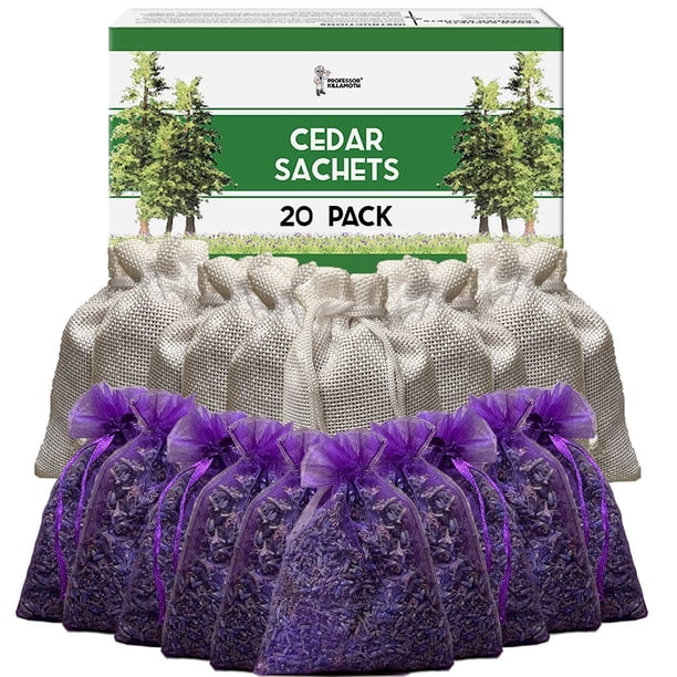 Bolsitas Professor Killamoth con astillas de cedro y lavanda (paquete de 20), evitan que la ropa se dañe, bolsitas de fragancia para el hogar de cedro y lavanda para cajones y armarios