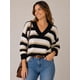 thumbnail image 1 of Sweater Mujer Oversize Rayado Cuello V Manga Larga Tejido azul marino Talla Única, 1 of 2