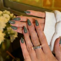 Press On Nails Joyvvew Olive Green Short Almond Para Mujer