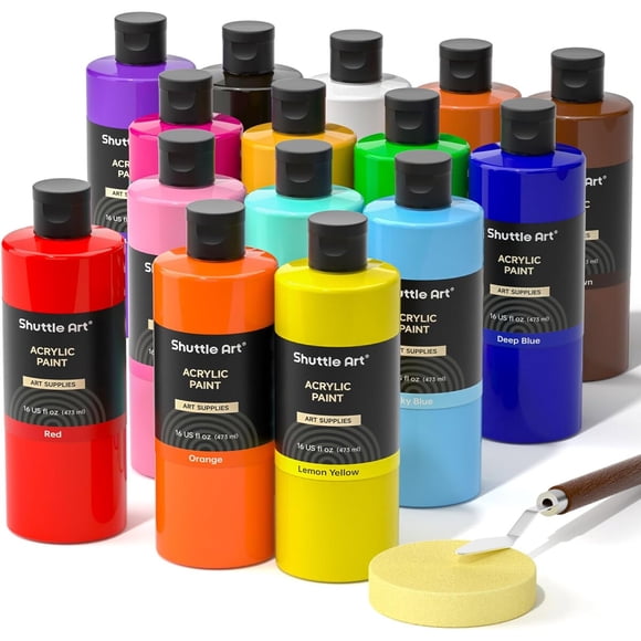 Pintura Acrílica Shuttle Art 15 Colores 473 ml Impermeable