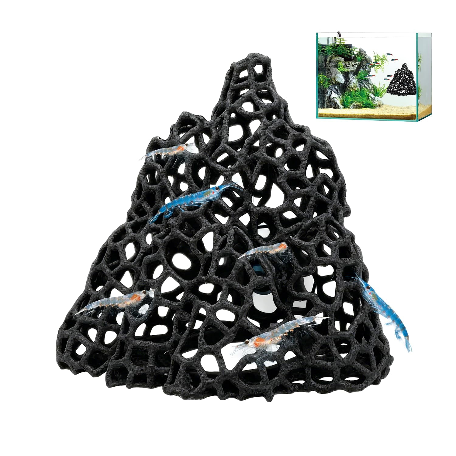 Refugio para Acuario TYZEMKO 10x9x6 cm Negro con Ventosa