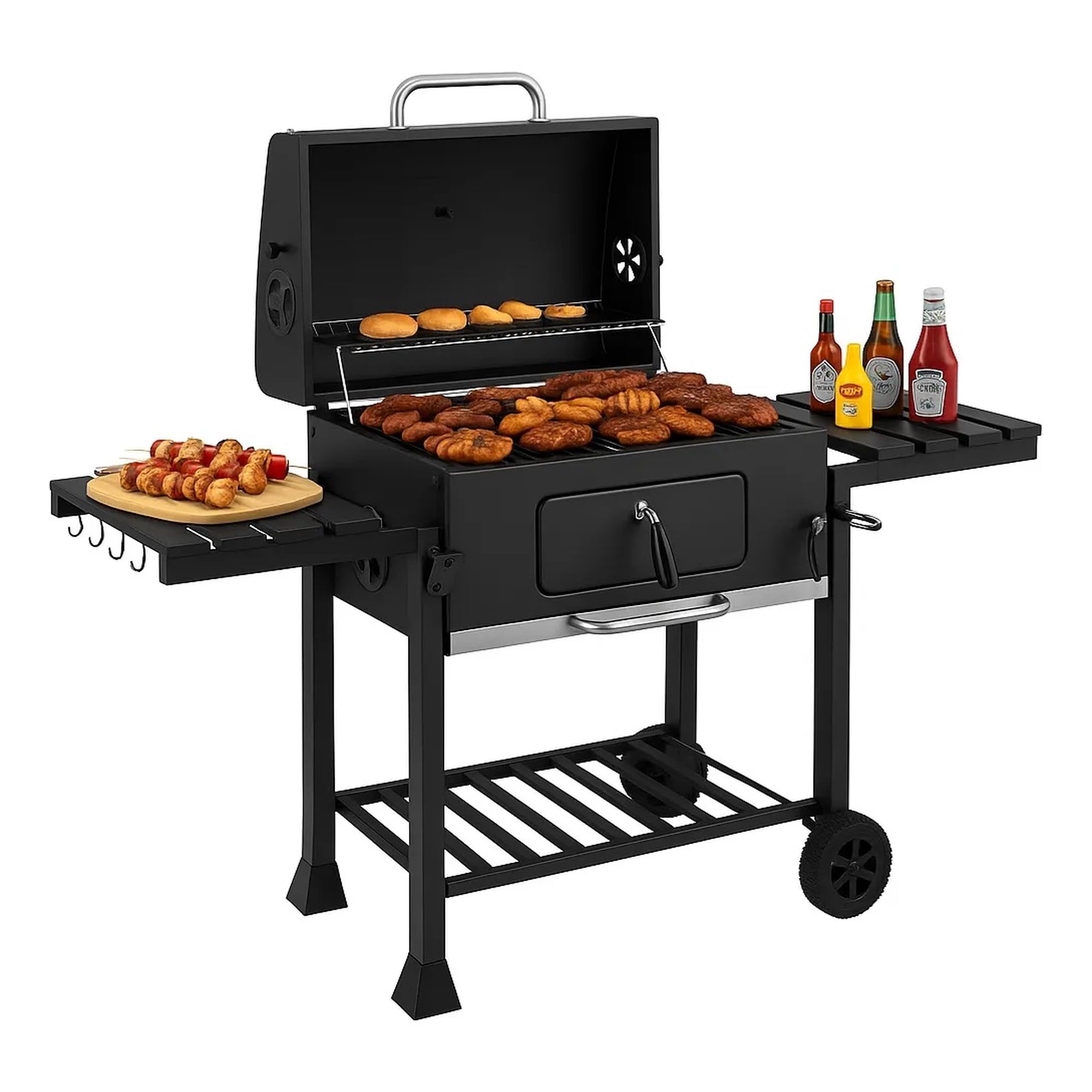 Eoland - Parrilla Portatil Carbon Parrillera Asador Grill Aireador Negro