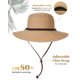 thumbnail image 2 of Gorro de sol FURTALK para mujer, ala ancha, UPF 50+, color caqui, verano, 2 of 9