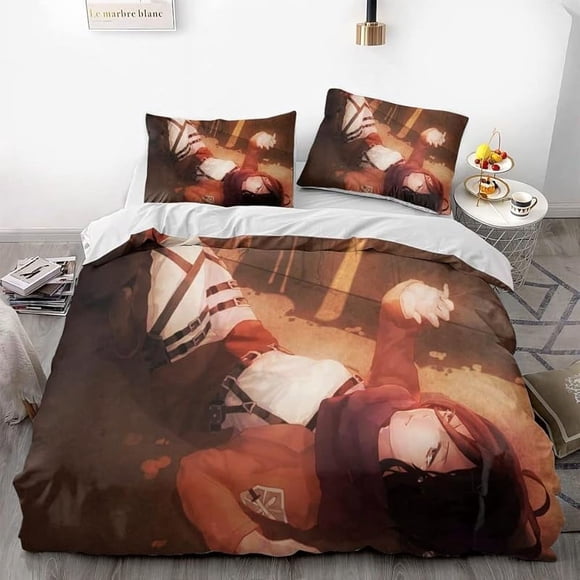 Invad-e on Tit-an Ere-n Le-i Anime -Soft 3D P-rint-d Duvet- Cover Bedd-ing Set with Comfort-er Cover