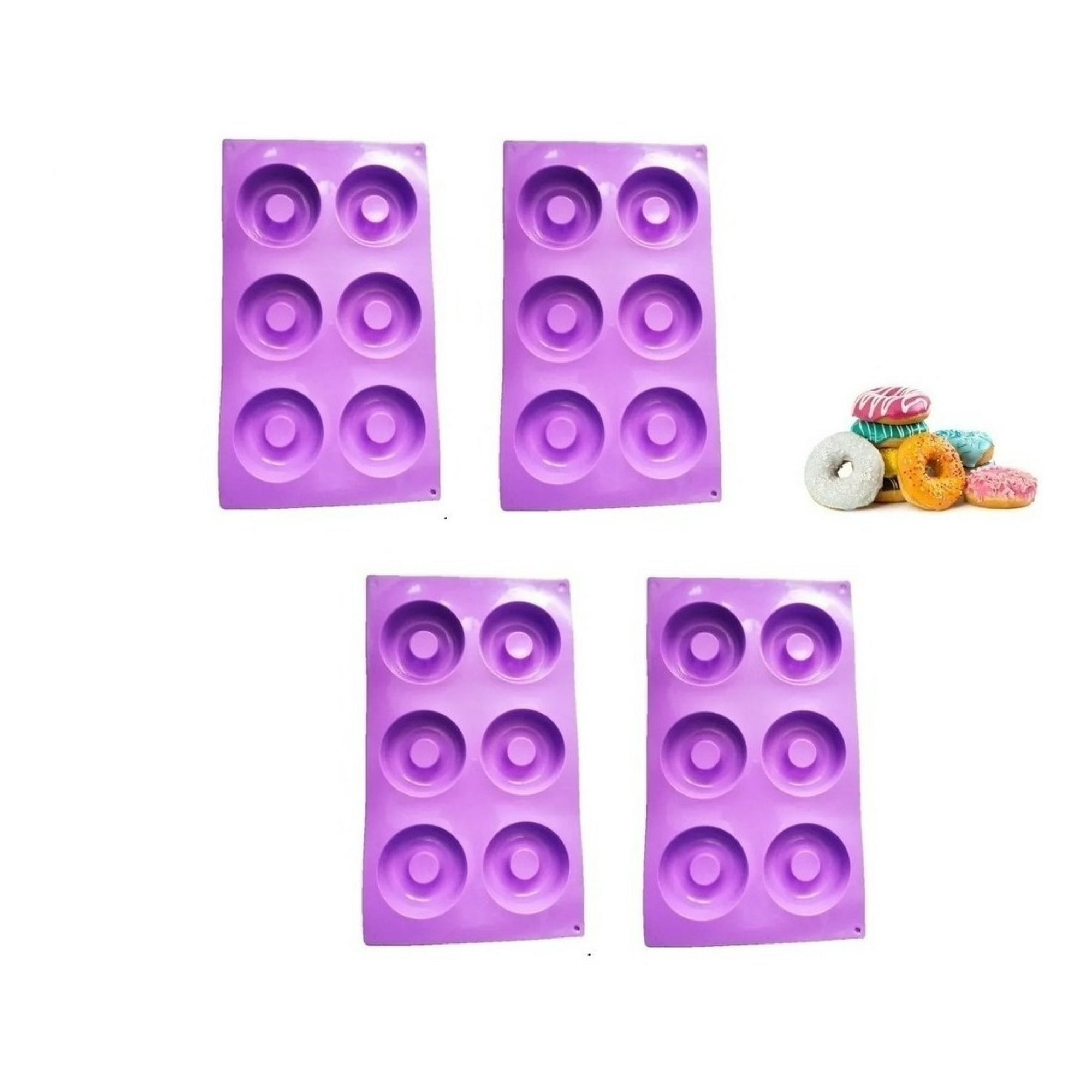 Genérico - Pack X4 Moldes Silicona Moldes De Silicona Donuts Mini Dona