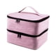 thumbnail image 3 of Bolsa de almacenamiento de esmalte de uñas de doble capa, grande, con 30 compartimentos, portátil, de nailon, con bolsillos, para esmalte de uñas, rosa 3, 3 of 5