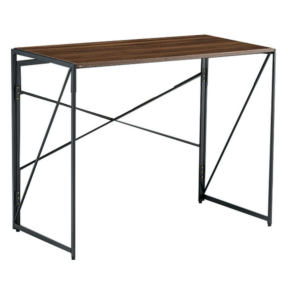 Mesa Escritorio Plegable de Metal y Madera Nogal 100x50x75 cm