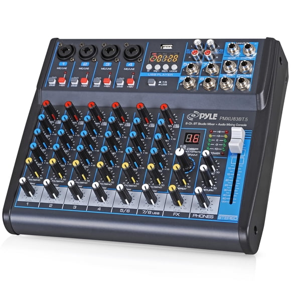 Mixer Pyle PMXU83BT.5 de 8 canales con Bluetooth, USB y MP3