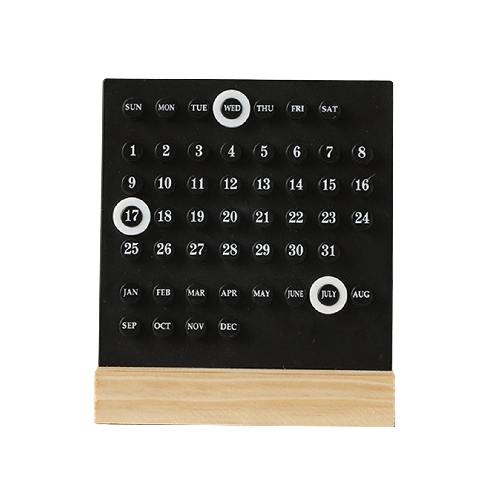 Magideal - Calendario Adornos De Escritorio Virola Manual Decoración Acrílica De Madera Mini Calendario De Escritorio Para El Hogar Tienda Muebles De Escritorio Negro