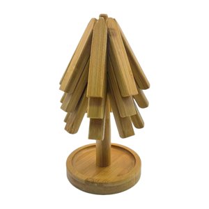 Magideal - Salvamanteles De Madera De Bambú, Tapete Reutilizable Para Decoración De Mesa, Tapete Artístico Para Árbol, Salvamanteles Para Mesa, Sartenes, Cuencos