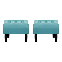 Bodevir - Set Pouf Wood 1C Felpa 00 Turquesa