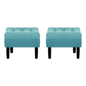 Bodevir - Set Pouf Wood 1C Felpa 00 Turquesa