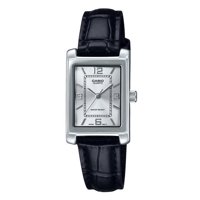 Casio - Reloj Análogo Para Mujer Standard Correa De Cuero Dial Plateado Quartz Ltp-1234Ll-7A
