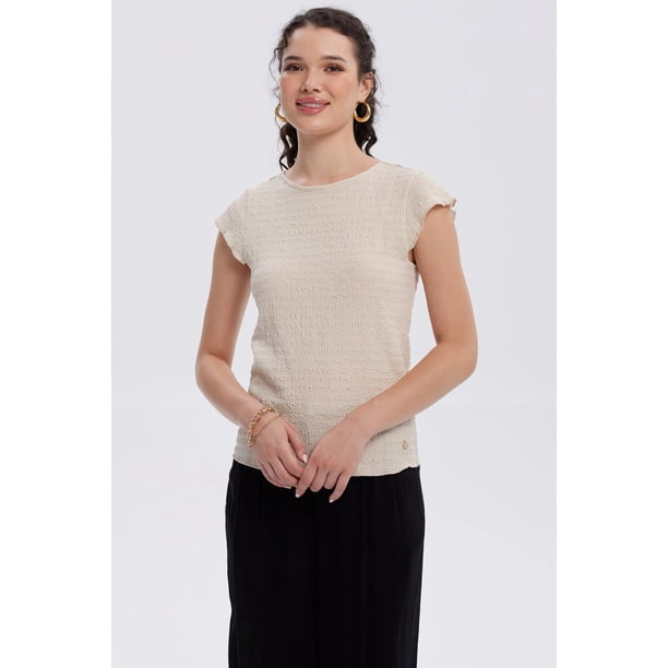Polera Mujer Espalda Escote Cuadrado Arena
