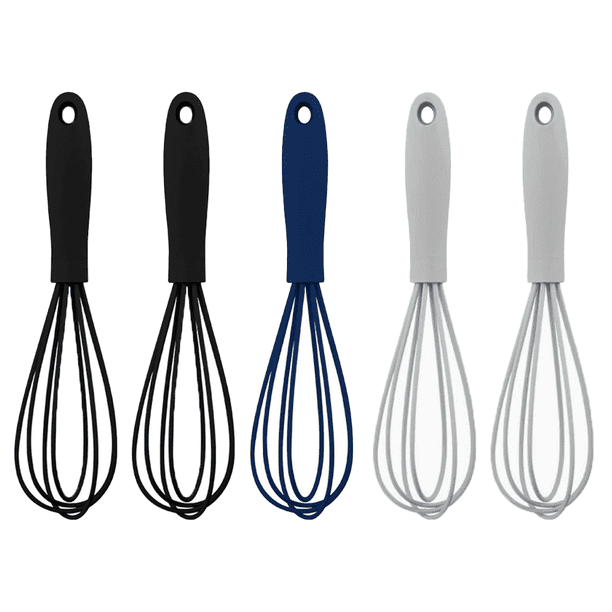 Paquete de 5 mini batidores de silicona de colores para cocina, para mezclar masa, leche, huevos y revolver.
