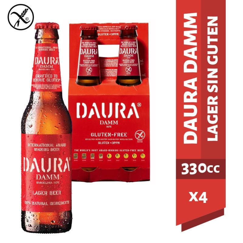 Cerveza Lager Sin Gluten 5° Pack 4 Botella 330 ml Damm
