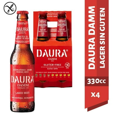 Cerveza Lager Sin Gluten 5° Pack 4 Botella 330 Ml Damm