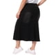 thumbnail image 3 of Faldas de Jean con Cola de Pescado de Talla Grande para Mujeres de Agnes Orinda, Cintura Alta Vintage, Dobladillo Crudo, Abertura Frontal, Casual, Midi, con Bolsillos, 4X Negro, 3 of 6