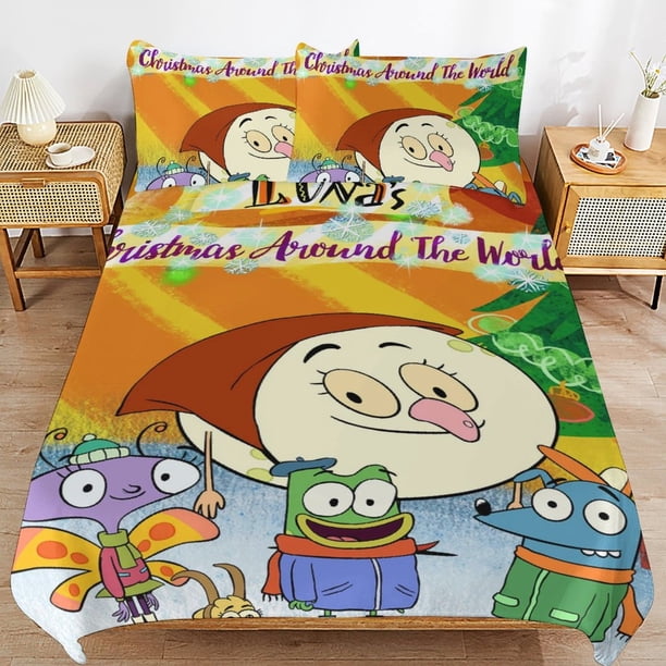 Let's Go Luna Cartoon Bedding Sets Ultra Soft Skin-Friendly Duvet Cover 3 Piece, Cute Comforter Cover Bed Set for Boys Girls Kids