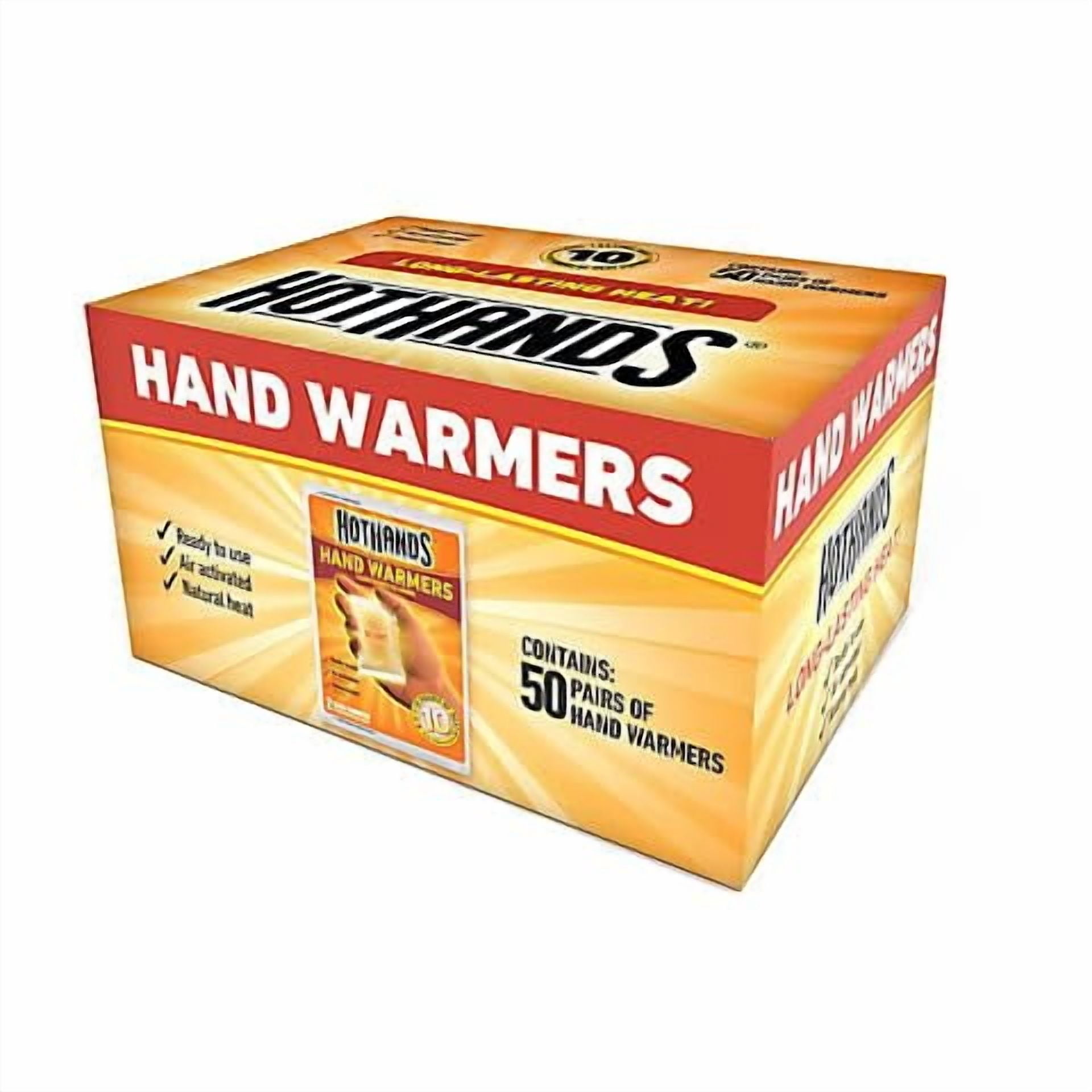 Calentador De Manos Hothands Bulk, Paquete De 50 Caja (50 Pares)