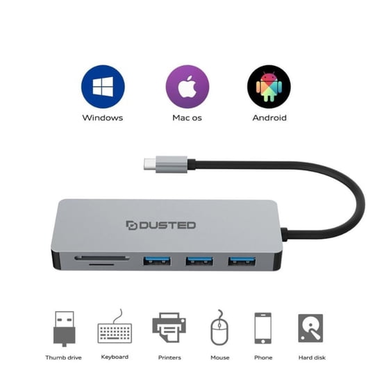 Adaptador Hub Usb Tipo-c Dus-cabl-c2289-fa Gris Dusted