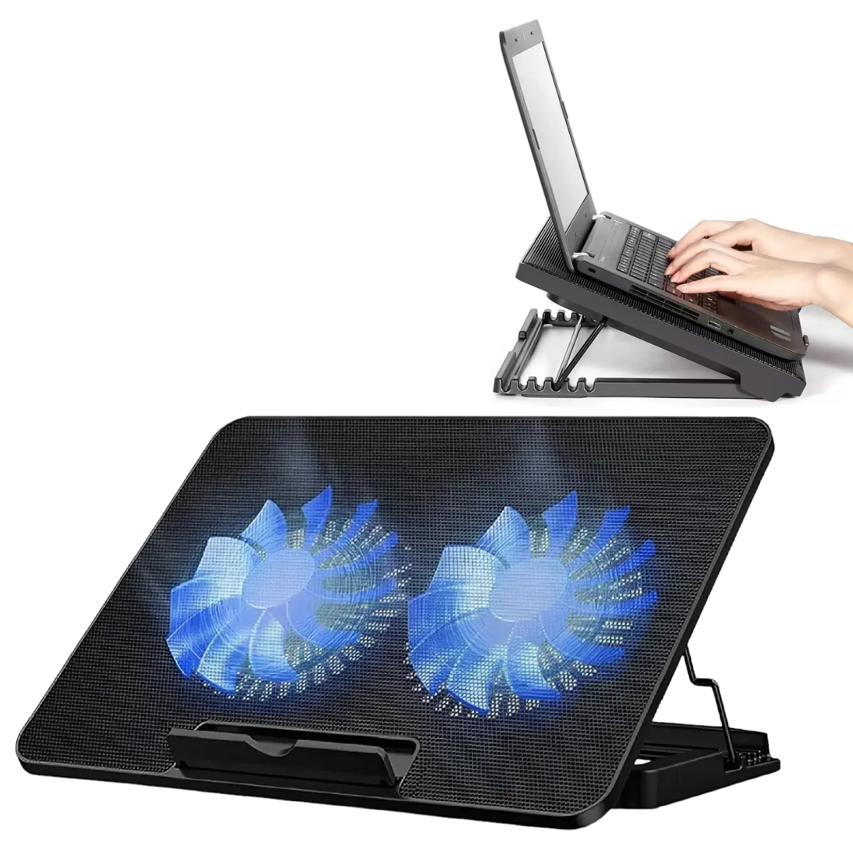 Genérica - Base Soporte Doble Ventilador Refrigerante Laptop Notebook