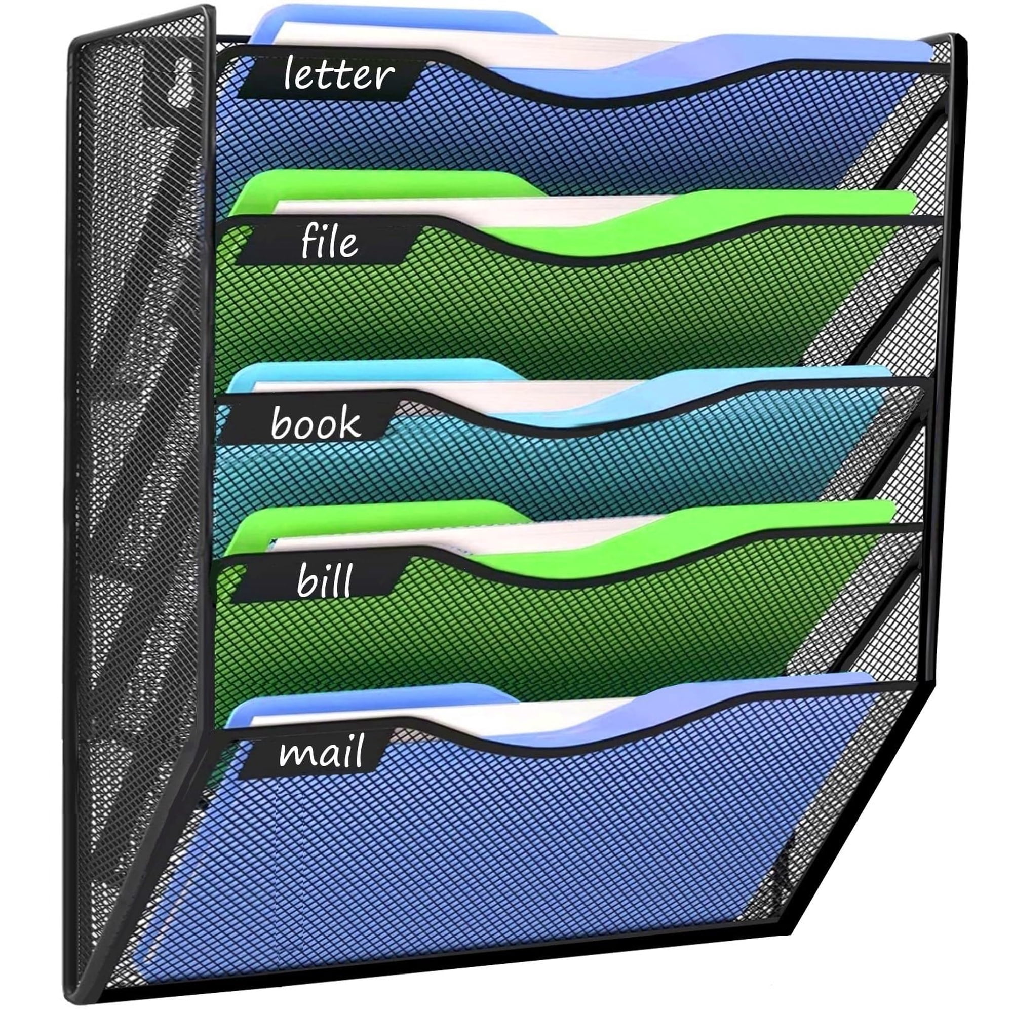 Organizador De Pared Kuntine.b Con 5 Bolsillos, Metal Negro