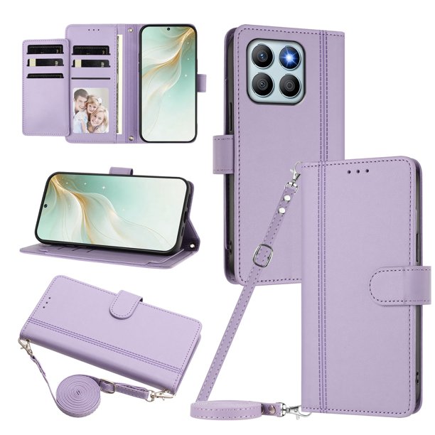 Honor X8B 4G Funda con Ranuras para 9 Tarjetas, Morado Claro