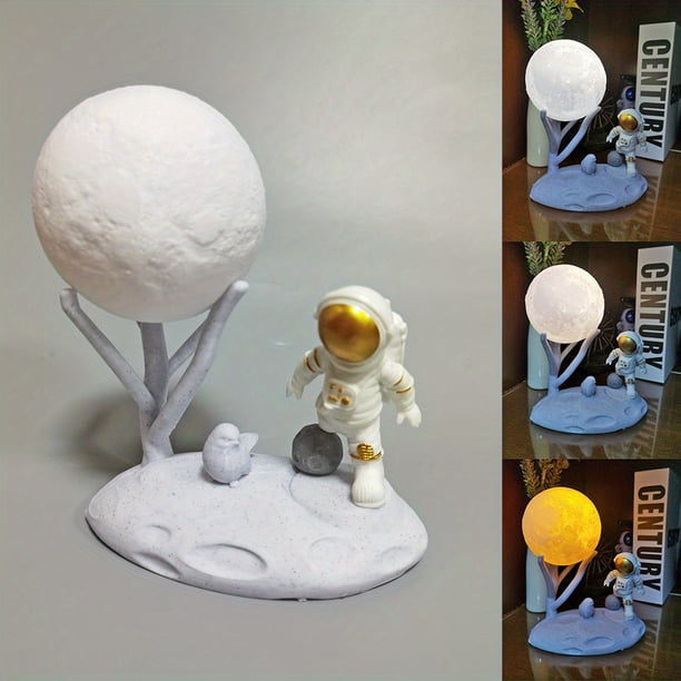 1pc Cute Mini Night Light, Moon Cute Figure Light Rechargeable Astronaut Decoration Astronaut Lamp Tabletop Light Healing Astronaut Astronaut Creative Gift Car Carrying Inside Cake Decoration Luminou
