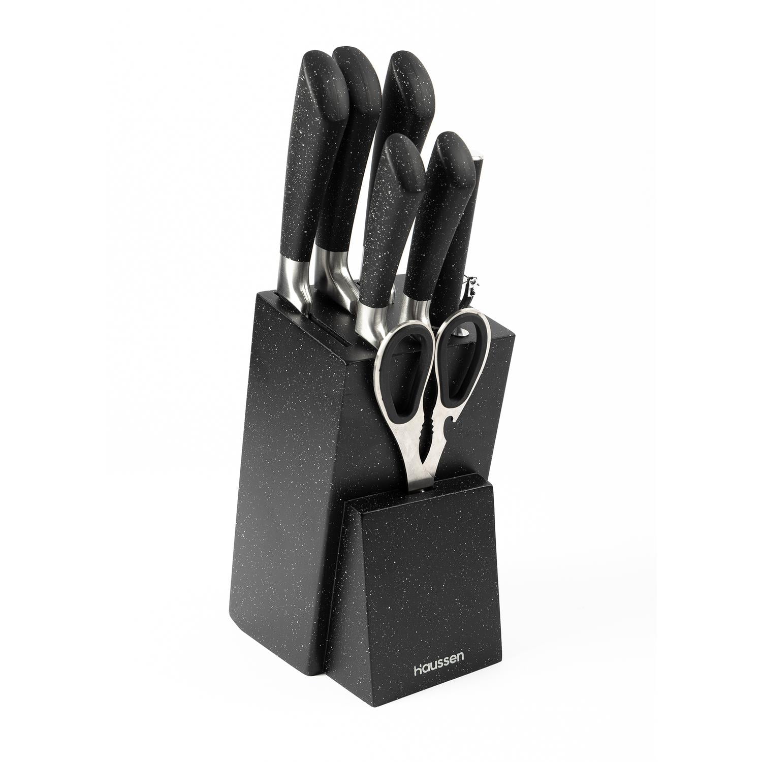 Haussen - Taco Cuchillos Acero Con Tijera Y Pelador Infini Set 8 Pcs Negro