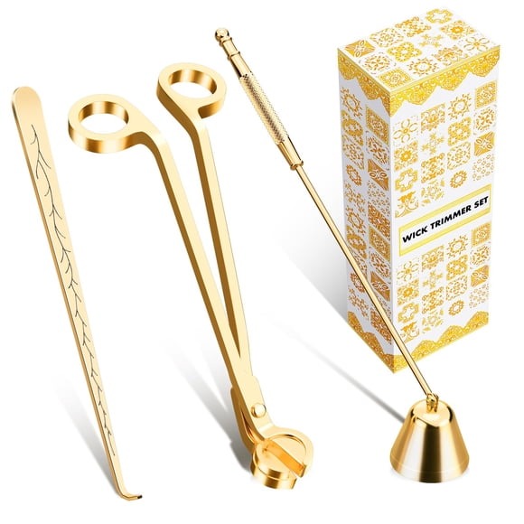 Kit para el cuidado de velas Calary, recortadora, apagapapeles y cazo