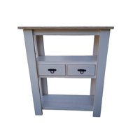 Marfeld Muebles - Arrimo Blanco 2 Cajones Con Patina Rustica
