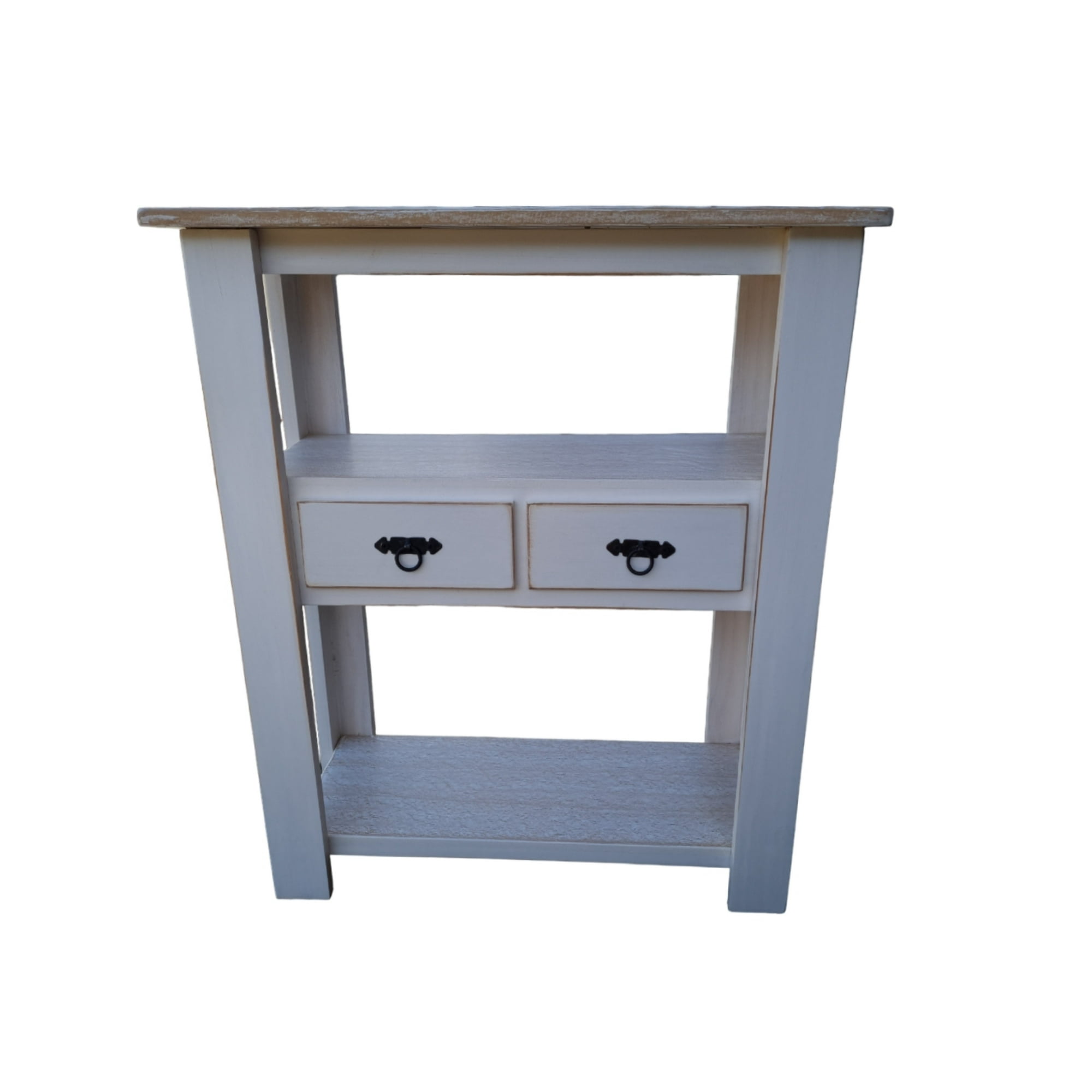 Marfeld Muebles - Arrimo Blanco 2 Cajones Con Patina Rustica